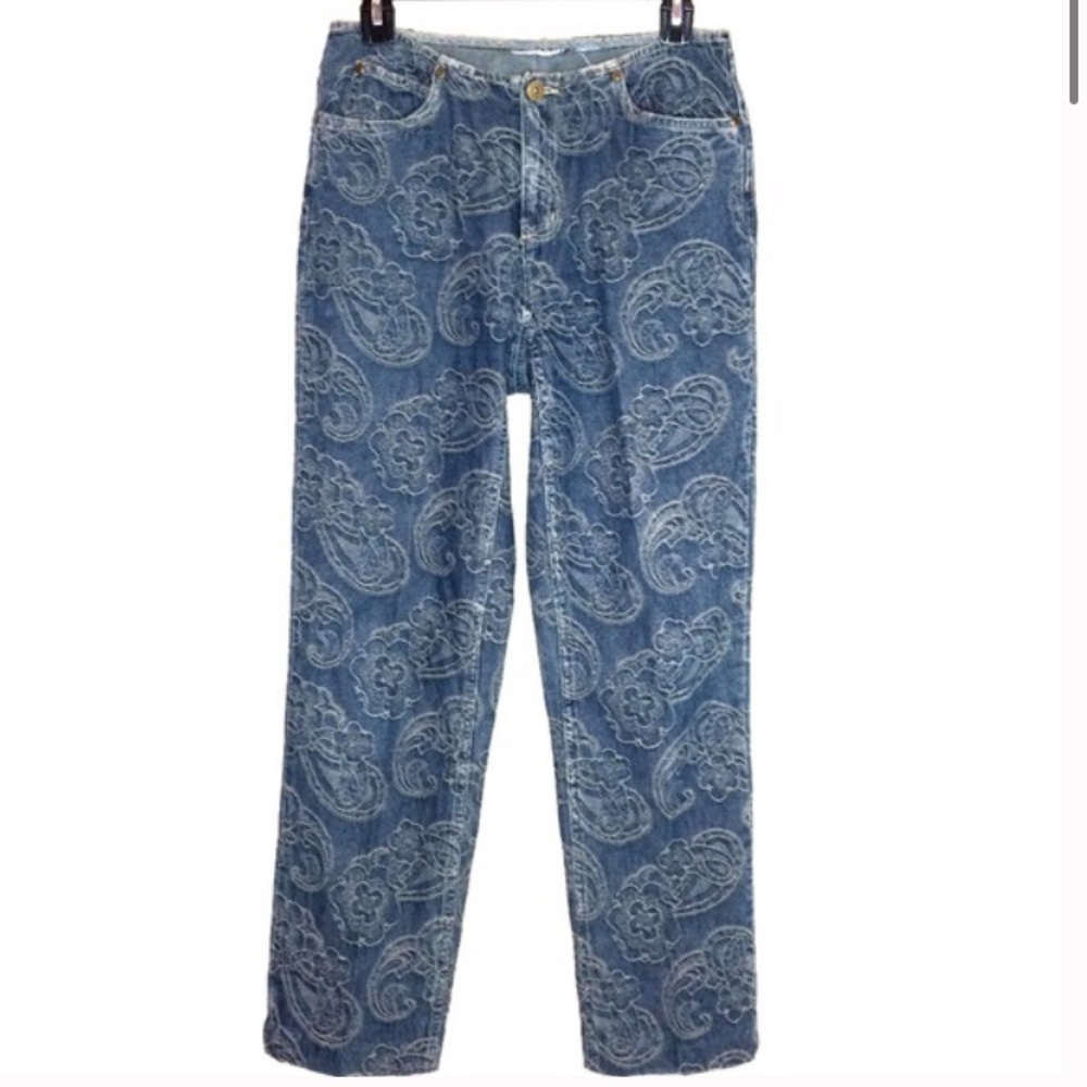 Vintage Liz mom jeans embroidered denim ankle pant